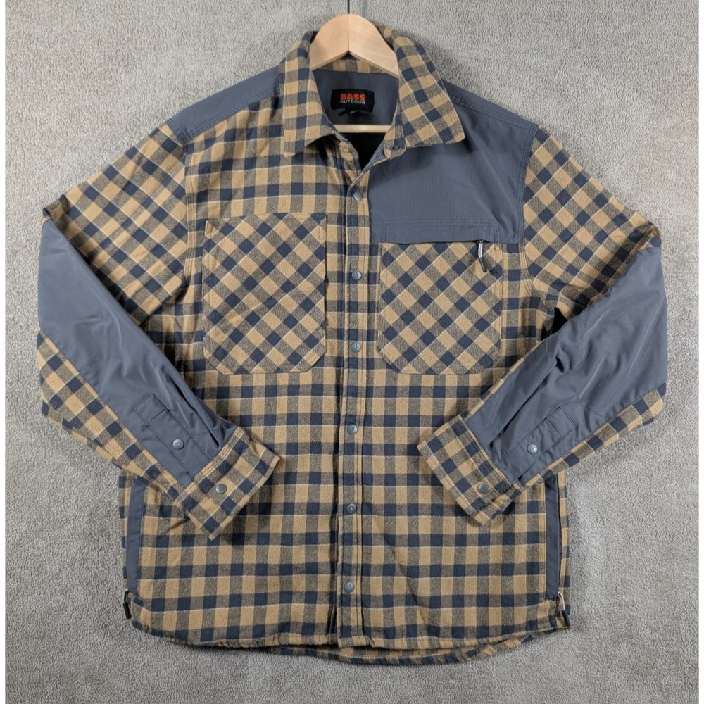 Bass Outdoor Shacket Mens Medium Ermine Buffalo Flannel Utility Brushed Twill